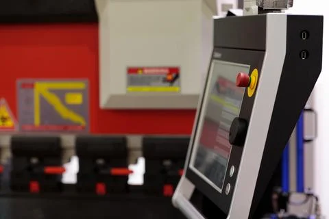 Touchscreen control console of CNC press brake Stock Photos