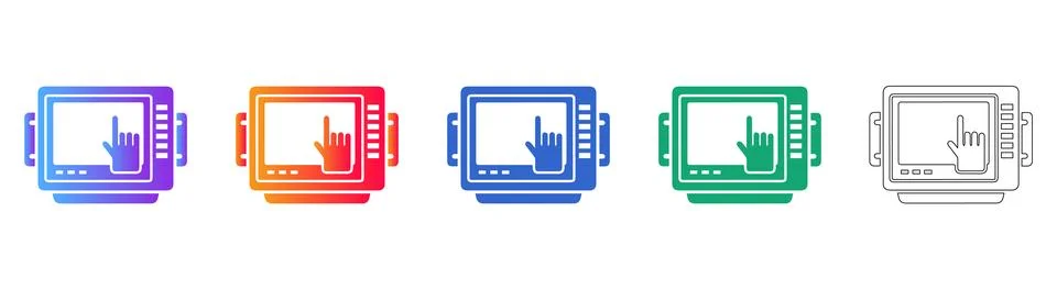 Touchscreen Control Panel Vector Icon Set Stock Illustration
