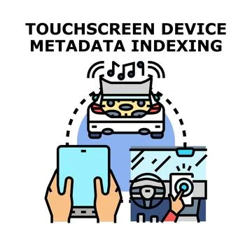 Touchscreen device metadata indexing car audio system Stock Illustration