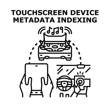 Touchscreen device metadata indexing car audio system Stock Illustration