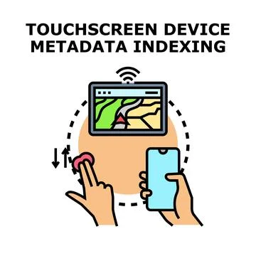 Touchscreen device metadata indexing concept vector 库存插图