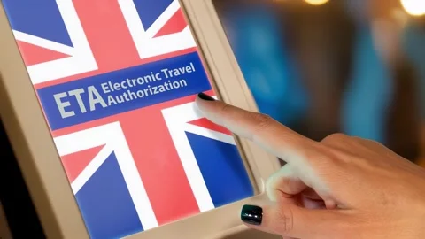 Touchscreen Display for UK ETA Application Process Stock Footage 293060078