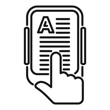 Touchscreen ebook reading concept icon Stock Illustration