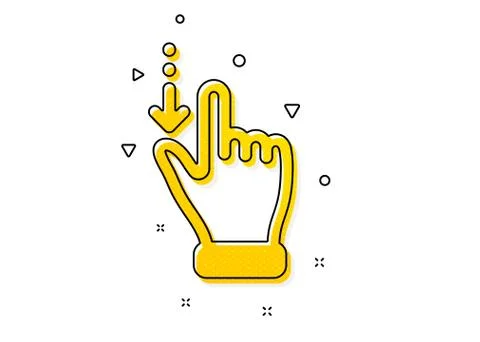 Touchscreen gesture icon. Slide down arrow sign. Swipe action. Vector Stock Illustration