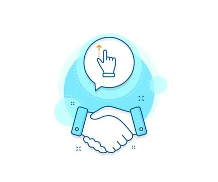 Touchscreen gesture line icon. Slide up arrow sign. Swipe action. Vector Stock Illustration