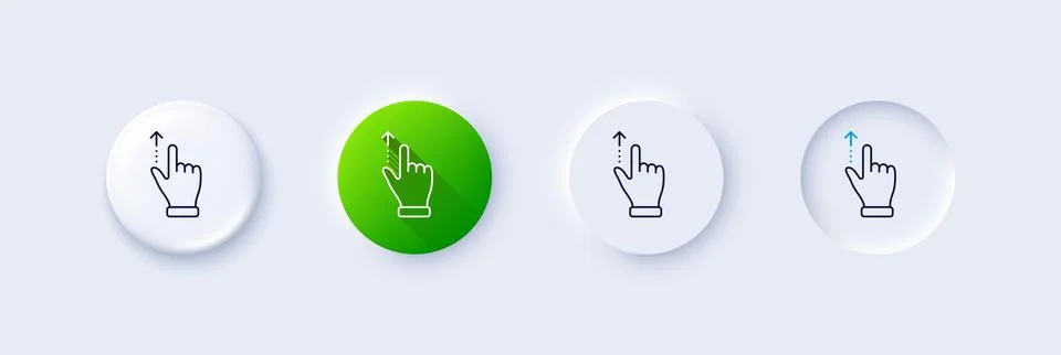 Touchscreen gesture line icon. Slide up arrow sign. Swipe action. Line icons Stock Illustration
