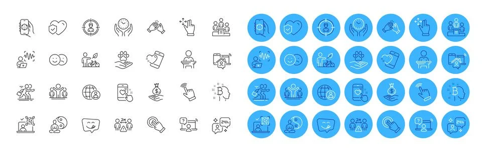 Touchscreen gesture, Safe time and Work home line icons pack. For web app. Color Stock Illustration