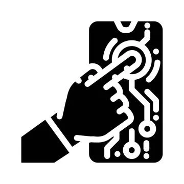 Touchscreen hand interaction augmented reality glyph icon vector illustration Stock Illustration
