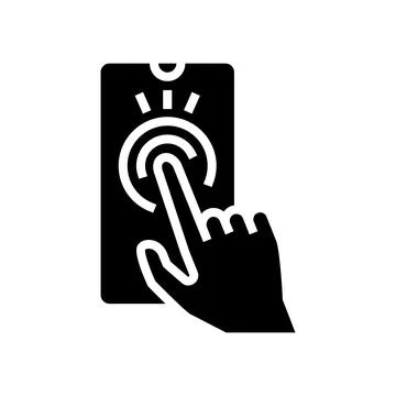 Touchscreen hand interaction augmented reality glyph icon vector illustration Stock Illustration