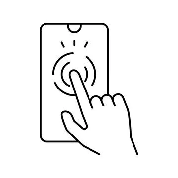 Touchscreen hand interaction augmented reality line icon vector illustration Stock Illustration
