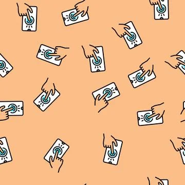 Touchscreen hand interaction augmented reality vector seamless pattern イラスト素材