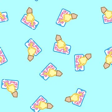 Touchscreen hand interaction augmented reality vector seamless pattern イラスト素材