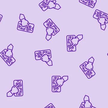 Touchscreen hand interaction augmented reality line vector seamless pattern イラスト素材