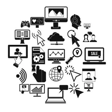 Touchscreen icons set, simple style 스톡 일러스트