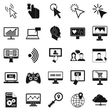 Touchscreen icons set, simple style イラスト素材