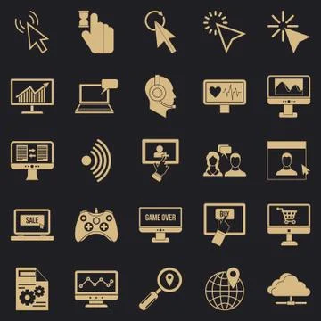 Touchscreen icons set, simple style イラスト素材