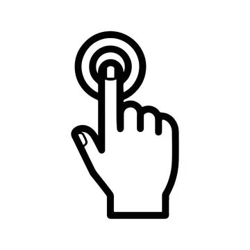 Touchscreen Interaction Icon. Black hand with a finger Stock Illustration