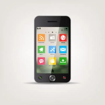 Touchscreen Mobile Phone with Metro Style Icon Menu, Vector Illustration Stock Illustration