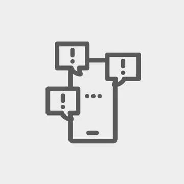 Touchscreen phone with error messages bubbles thin line icon Stock-Illustration