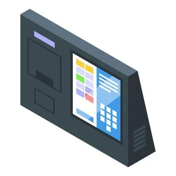 Touchscreen register icon isometric vector. Cash receipt Illustrazione stock