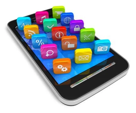 Touchscreen smartphone with application icons Stock Illustration