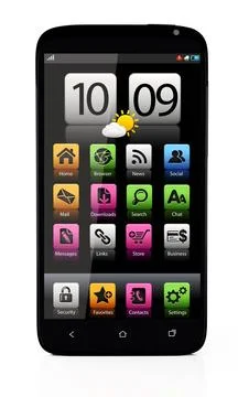Touchscreen smartphone Touchscreen smartphone on white background - 3D ren... Foto stock