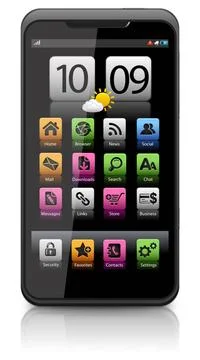 Touchscreen smartphone Touchscreen smartphone on white background - 3D ren... Foto stock