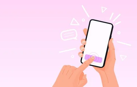 Touchscreen smartphone using, device media app. Vector illustration イラスト素材