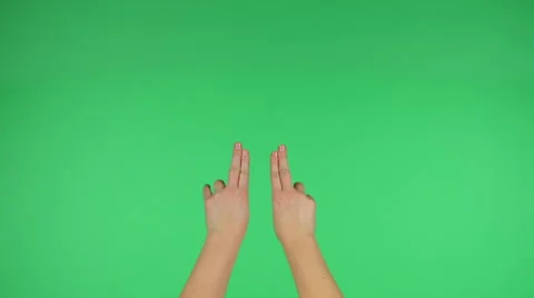 Touchscreen swipe, drag and spread hand gestures on green screen board 4K Video stock 46360769