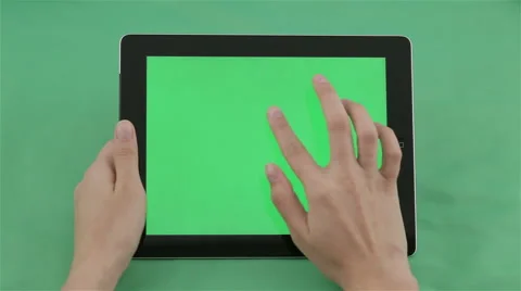 Touchscreen tablet gestures with chroma keys. Stock Footage 40238574