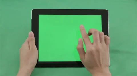 Touchscreen tablet gestures with chroma keys. Stock Footage 40238576