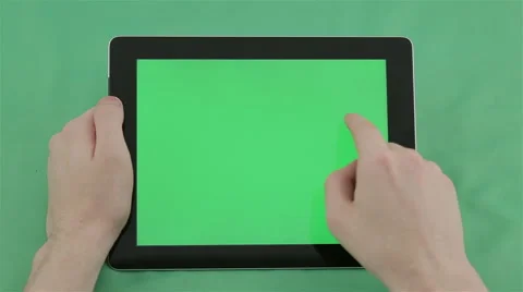 Touchscreen tablet gestures with chroma keys. Stock Footage 40238661