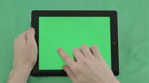 Touchscreen tablet gestures with chroma keys. Video stock 40238698