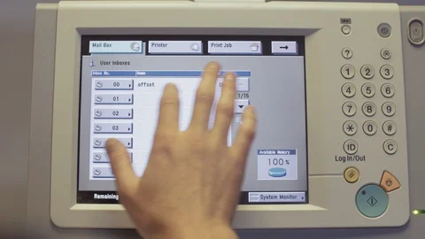 Touchscreen, technology, security. Person uses anti-vandal monitor, enters data Stock Footage 110792154