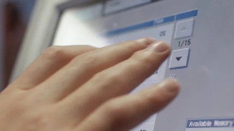 Touchscreen, technology, security. Person uses anti-vandal monitor, enters data Stock Footage 110792434