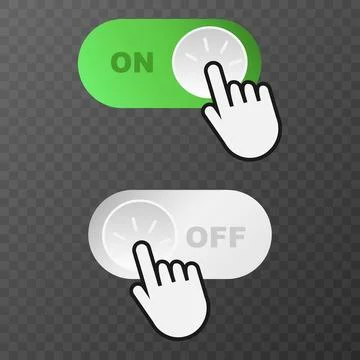 Touchscreen Toggle Button Concept - Green On, Gray Off. Vector Illustration Stock Illustration