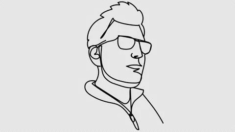Tough guy with glasses one line Stock Footage 165136607