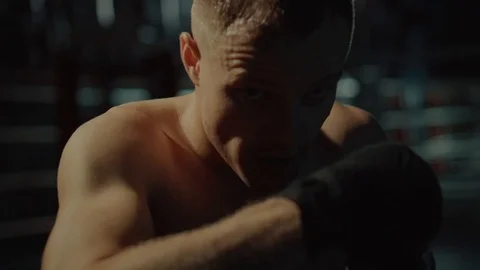 Tough guy training punching technique. 스톡 동영상 98744256