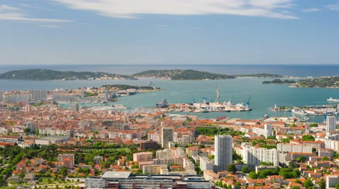 Toulon city and port in a summer day Stock Footage 59084452