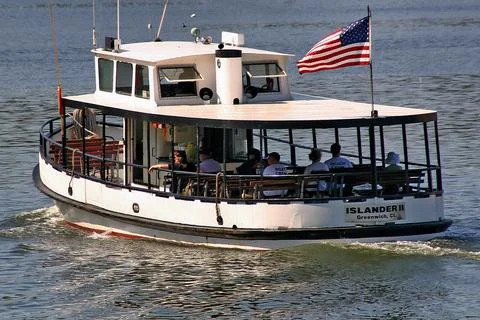 Tour boat with passengers Stock Photos