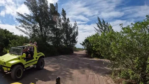 Tour Buggy Crossing a Sandy Road at Arubinha, Brazil – January 23, 2025 Stock Footage 340407773