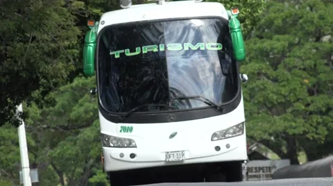 Tour Bus Coach on Rural Road Stock Footage