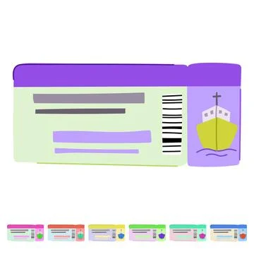 Tour cruise ship ticket vector cartoon graphic イラスト素材