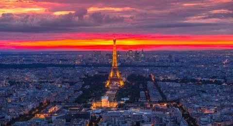 Tour Eiffel sunset panorama 写真素材