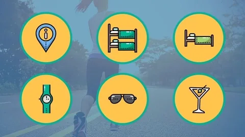 Tour Flat Animation Icons Stock After Effects