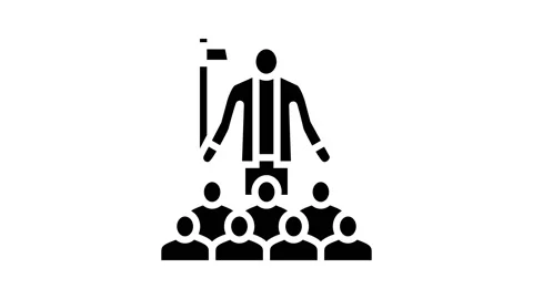 Tour guide glyph icon animation Stock Footage 222825882