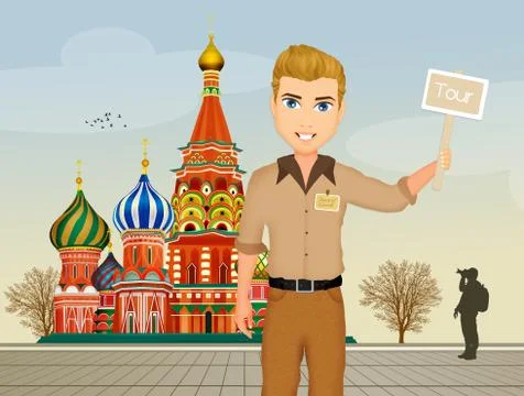 Tour guide in Russia Stock Illustration