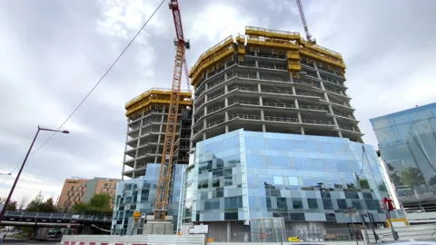 Tour KEIKO tower under construction in Issy-les-Moulineaux, France Stock Footage 220676547