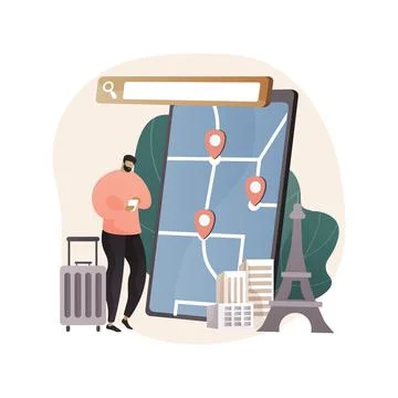 Tour navigator abstract concept vector illustration. Illustrazione stock