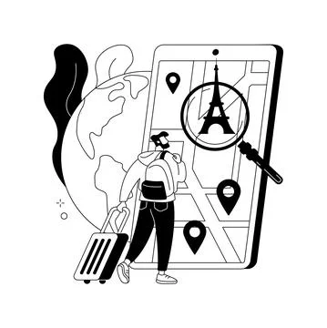 Tour navigator abstract concept vector illustration. Illustrazione stock